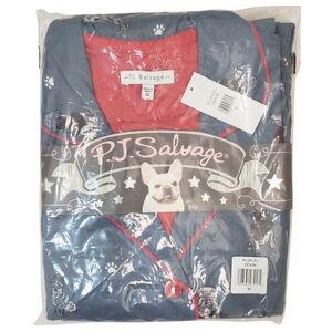PJ Salvage Pajama Set Women Denim Blue Flannel NWT